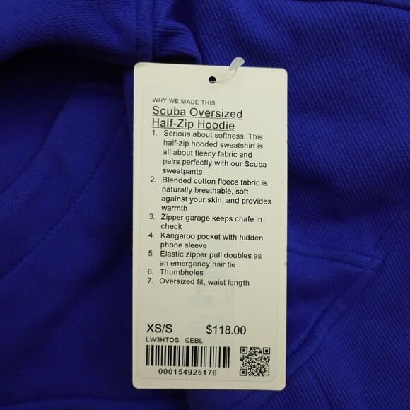 New Lululemon Size XS / S Scuba Oversized Half Zip Hoodie CEBL Cerulean Blue - Picture 13 of 13